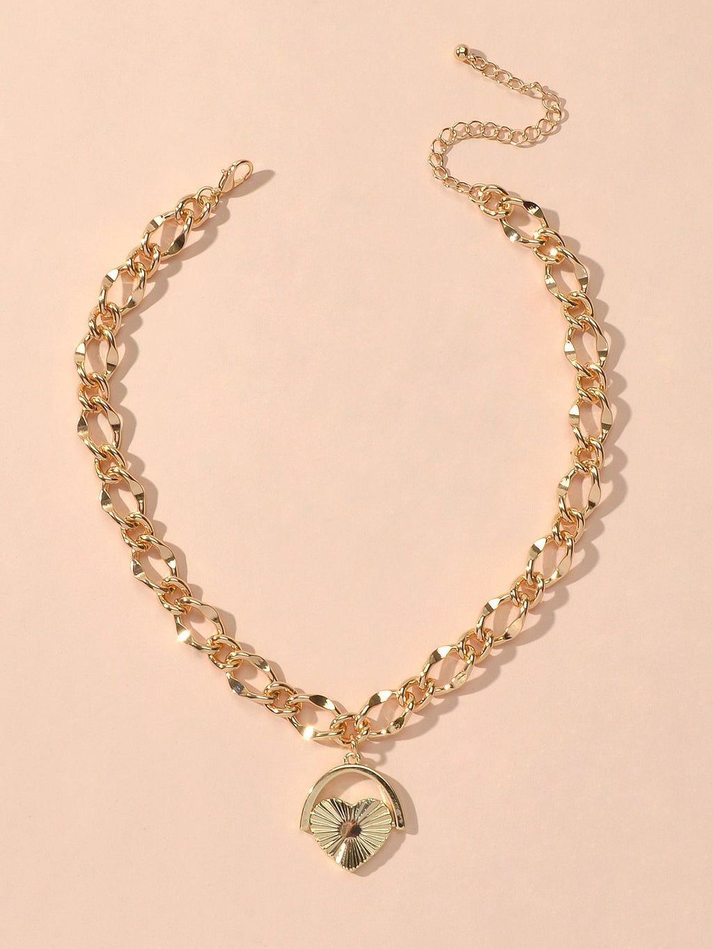 Female Accessories Thick Gold Chain Heart Statement Necklace Designer Jewellery