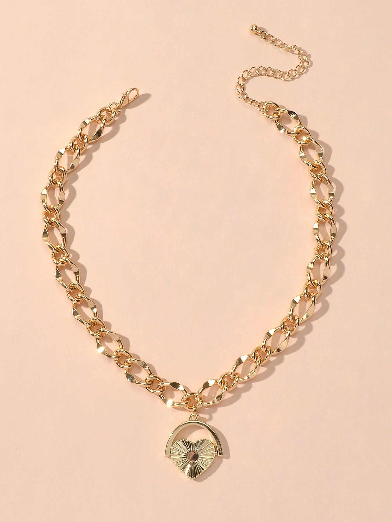 Female Accessories Thick Gold Chain Heart Statement Necklace Designer Jewellery