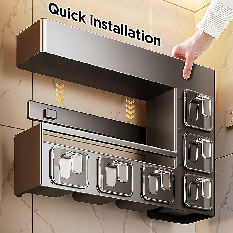 Wall-Mounted Metal Spice Rack with 6 Jars