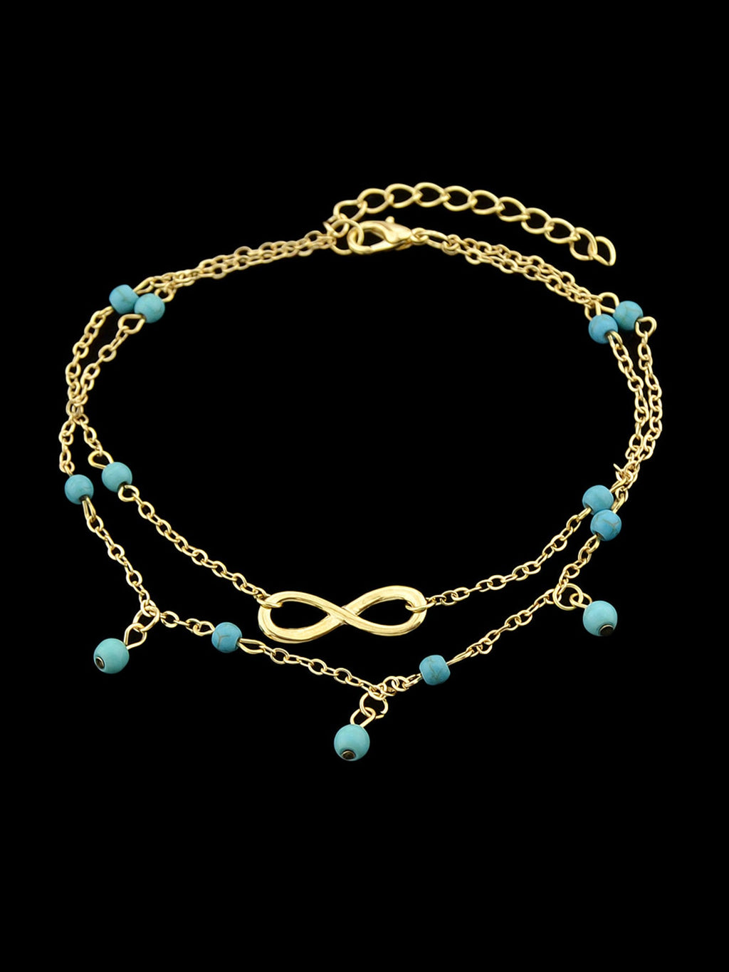 1 pc Double layer Chain Turquoise Infinity Anklet Barefoot Foot Beach Jewellery