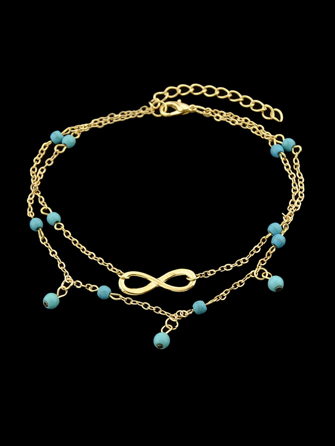 1 pc Double layer Chain Turquoise Infinity Anklet Barefoot Foot Beach Jewellery