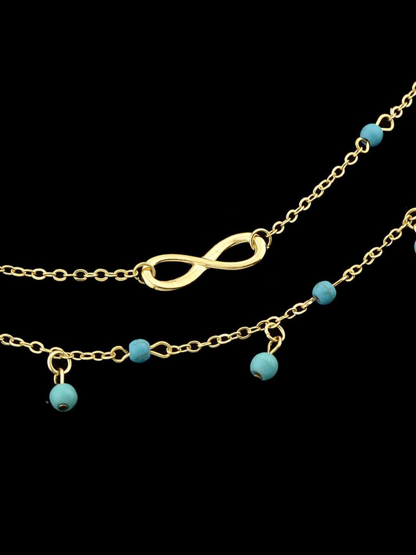 1 pc Double layer Chain Turquoise Infinity Anklet Barefoot Foot Beach Jewellery