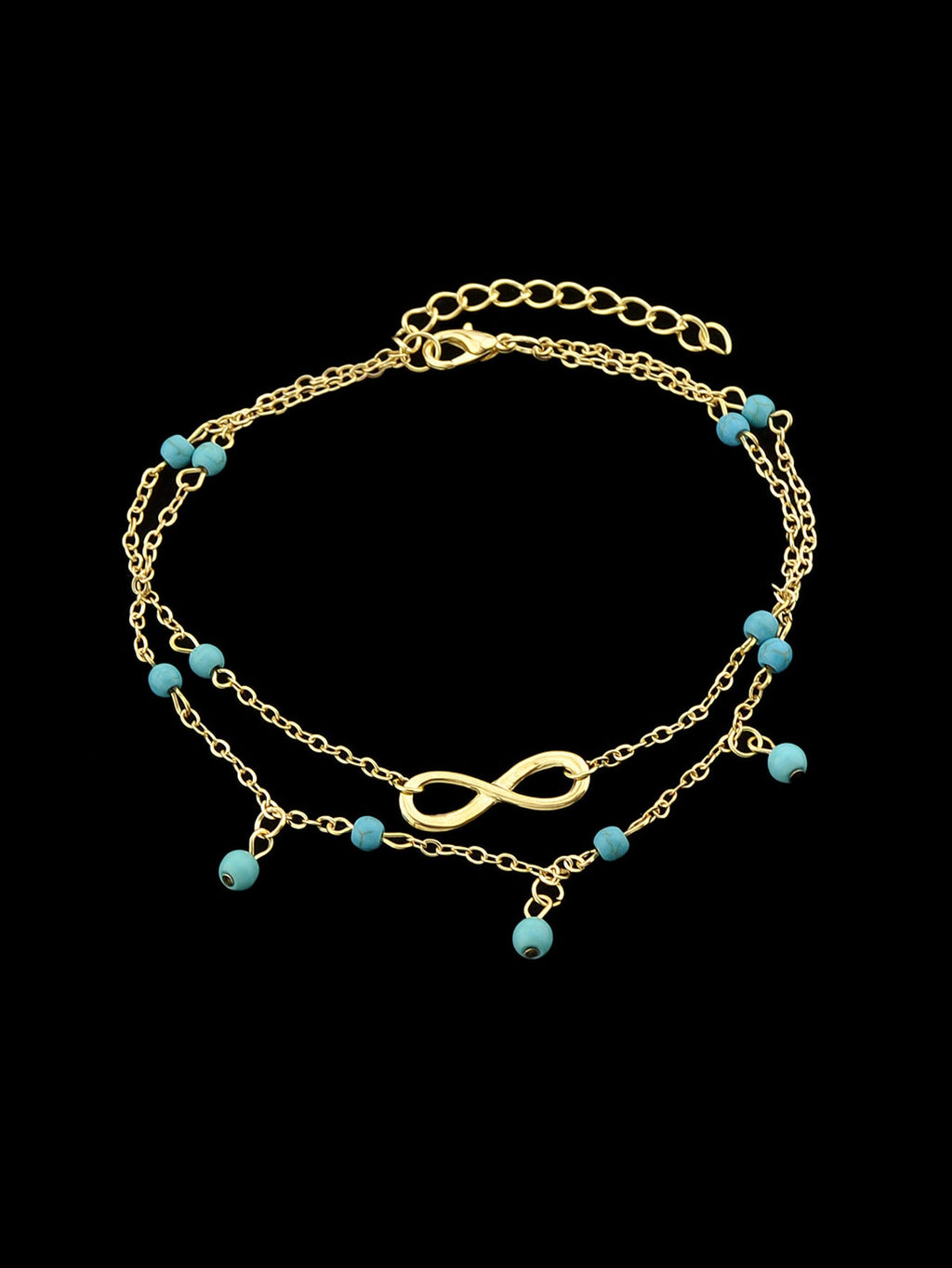 1 pc Double layer Chain Turquoise Infinity Anklet Barefoot Foot Beach Jewellery