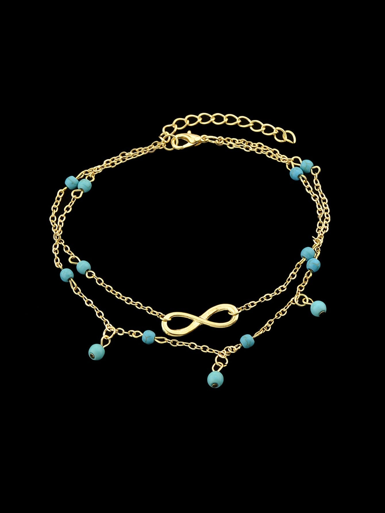 1 pc Double layer Chain Turquoise Infinity Anklet Barefoot Foot Beach Jewellery