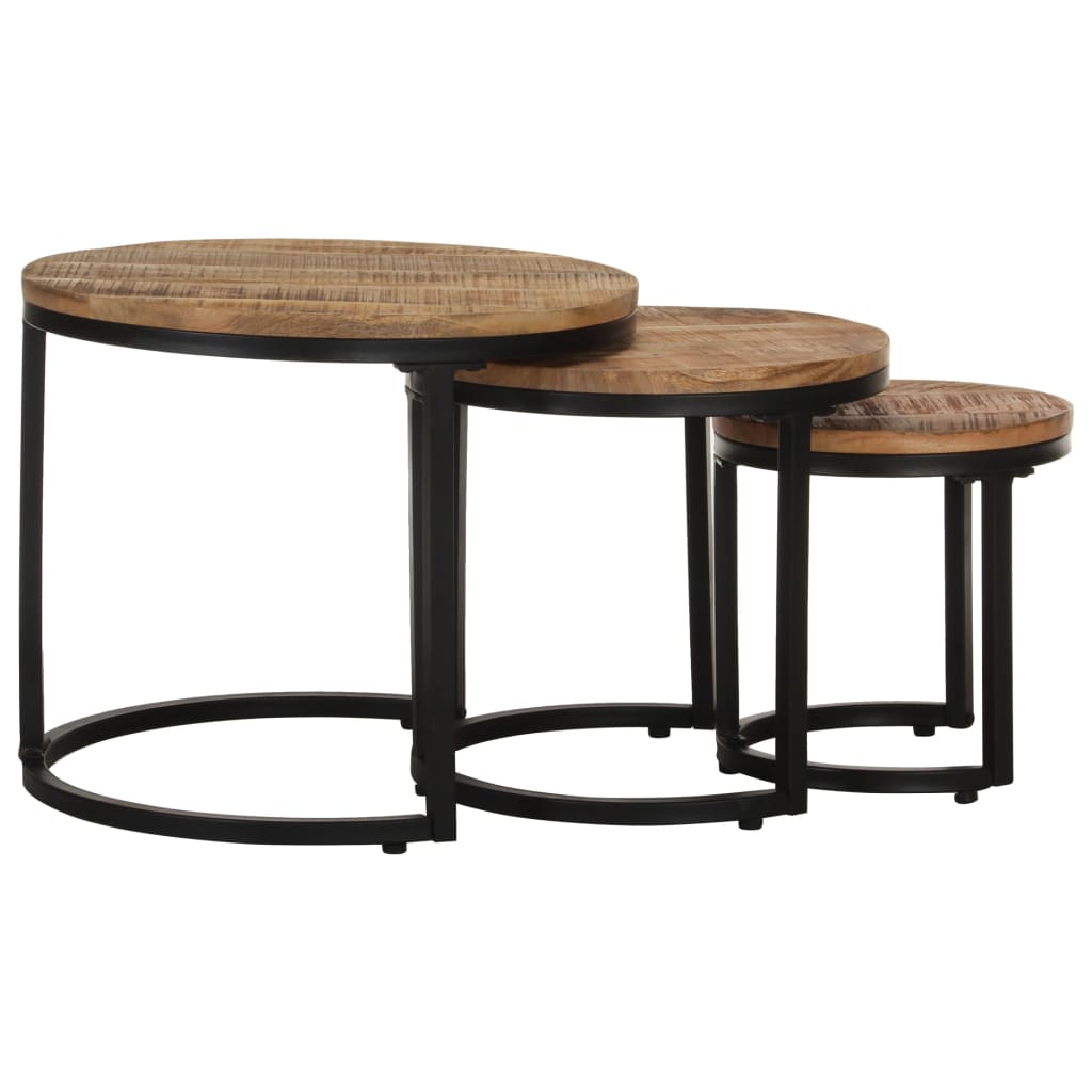 NNEVL Side Tables 3 pcs Rough Mango Wood