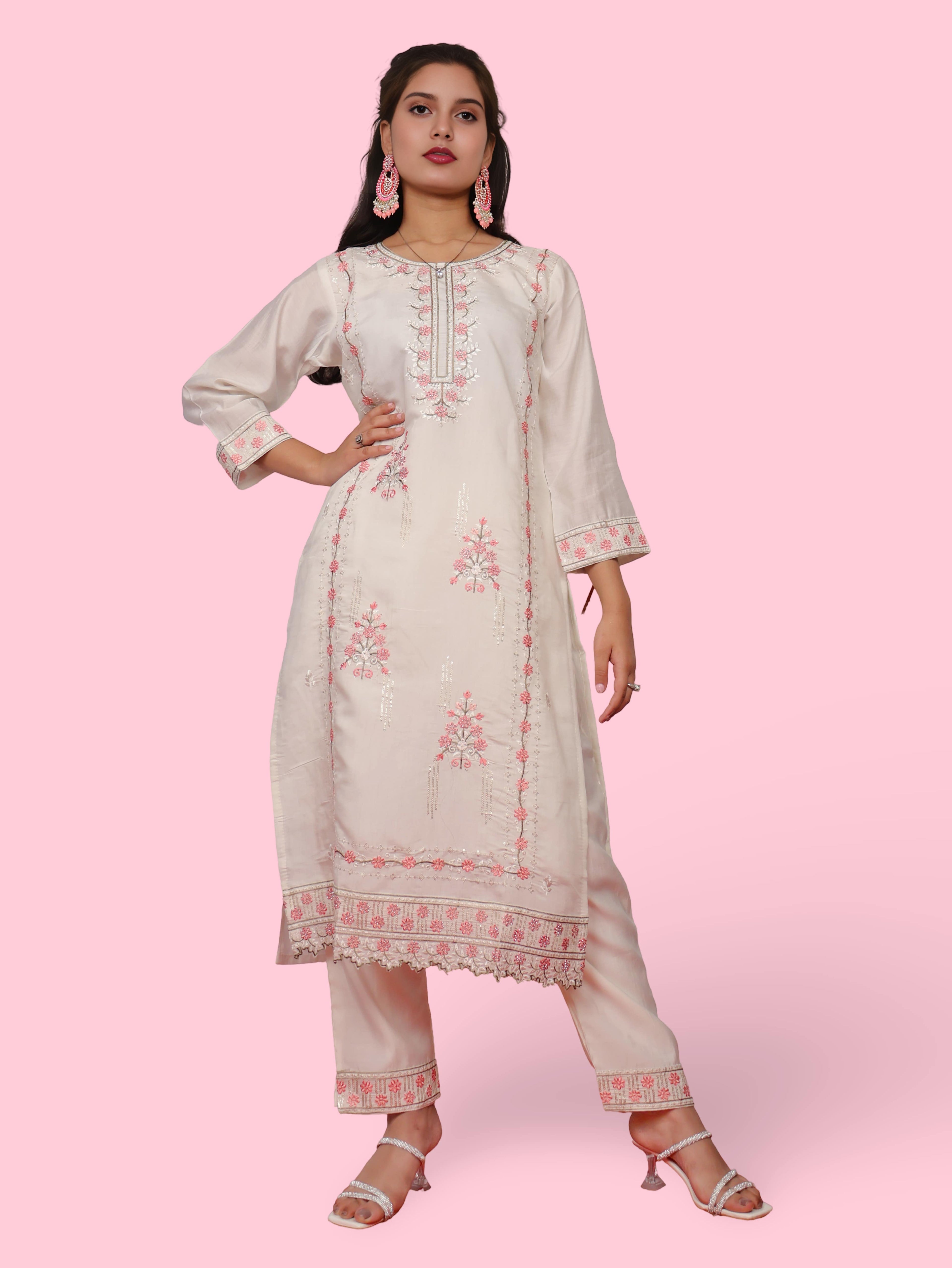 Women's Cotton Rayon Kurta-Pant, and Dupatta Set
