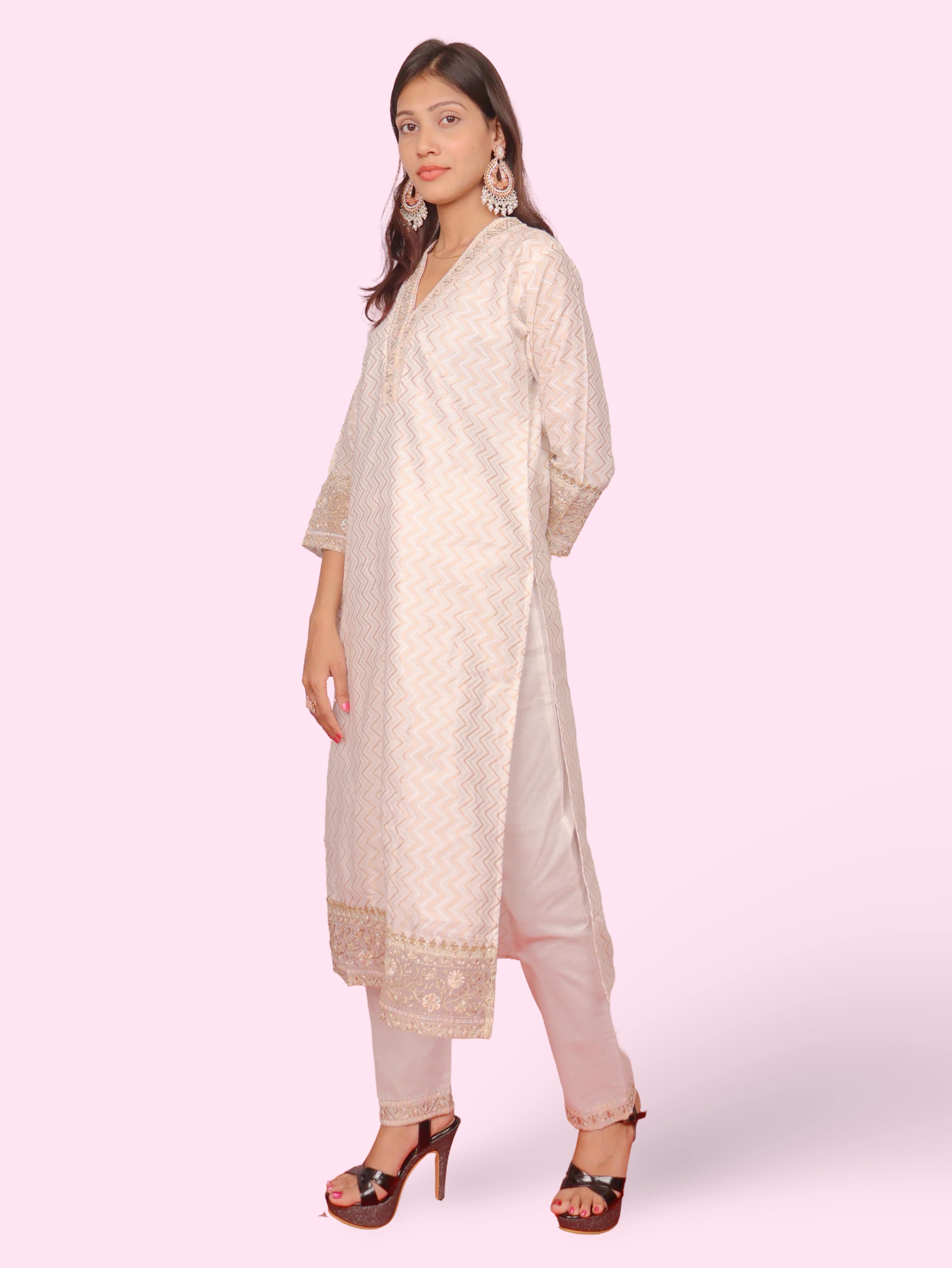 Women's Cotton Kurta-Pant, and Dupatta Set