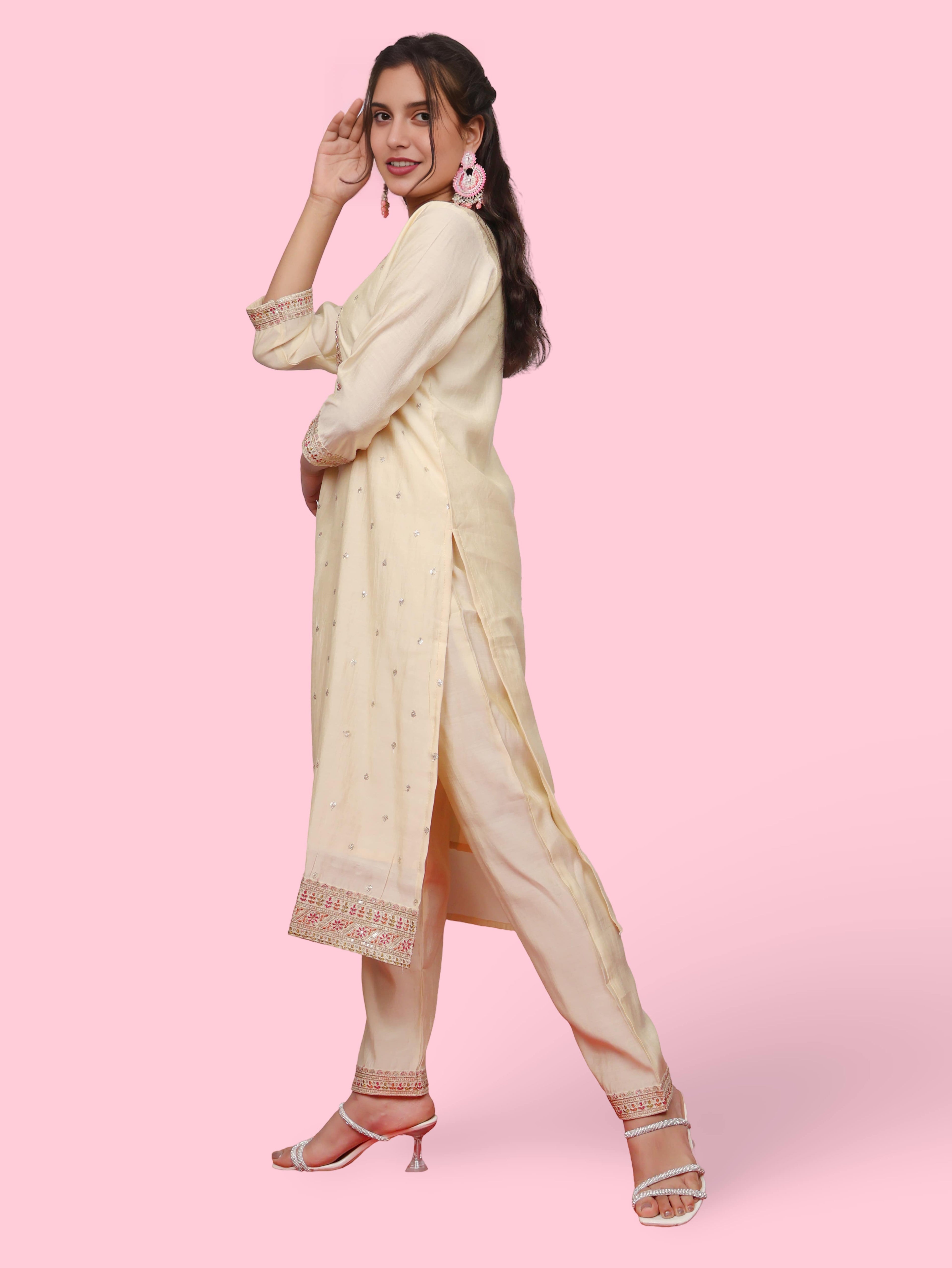 Women's Silk Kurta-Pant, and Dupatta Set