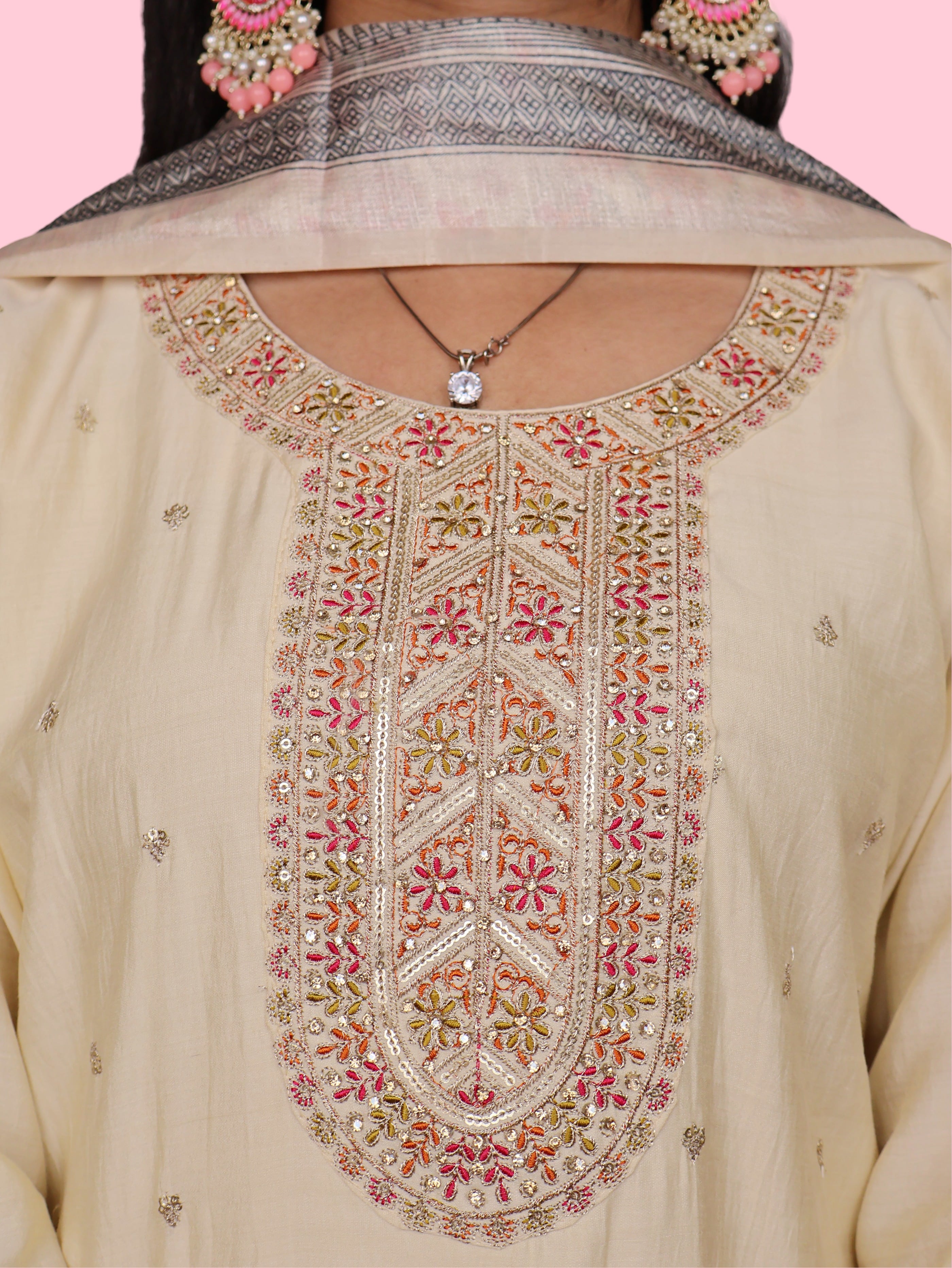 Women's Silk Kurta-Pant, and Dupatta Set