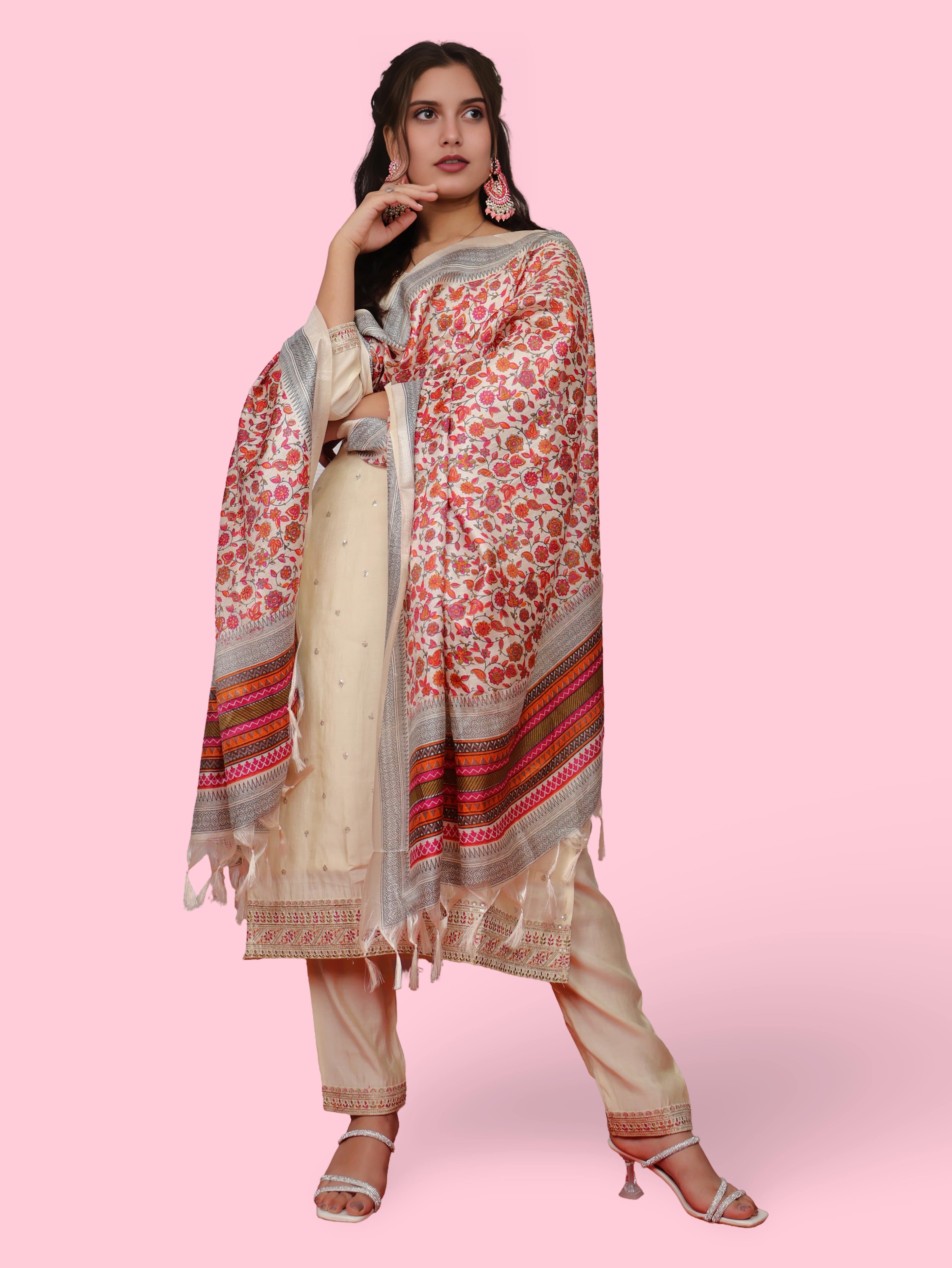 Women's Silk Kurta-Pant, and Dupatta Set