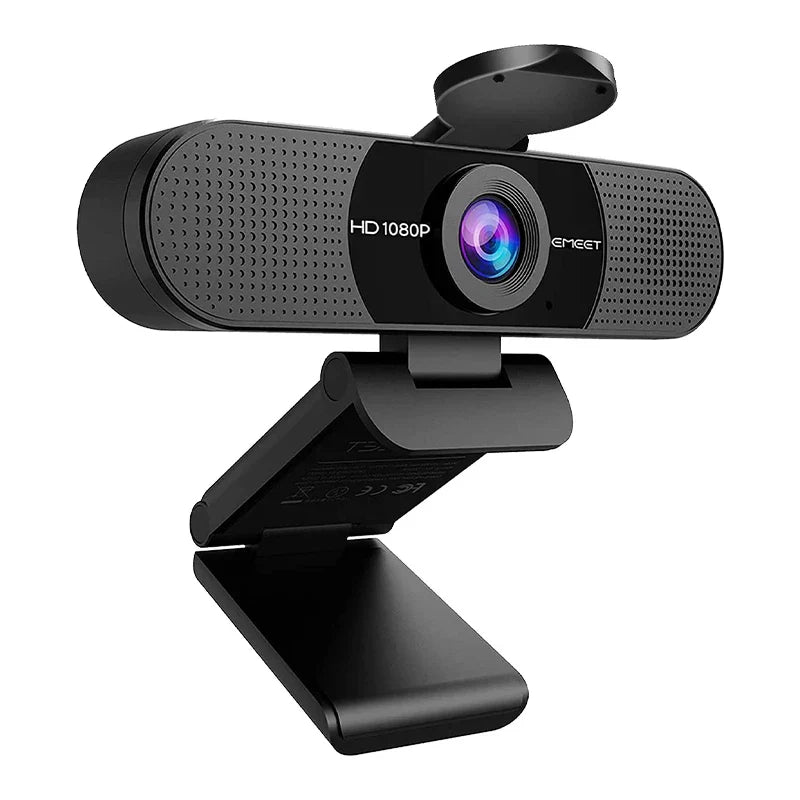 1080P HD USB Webcam Dual Noise-Canceling Mics Black