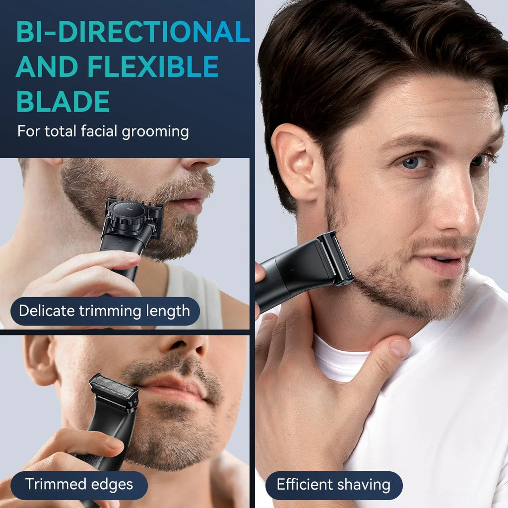 2-in-1 Dual-Sided Electric Trimmer Shaver Beard Body Razor Black