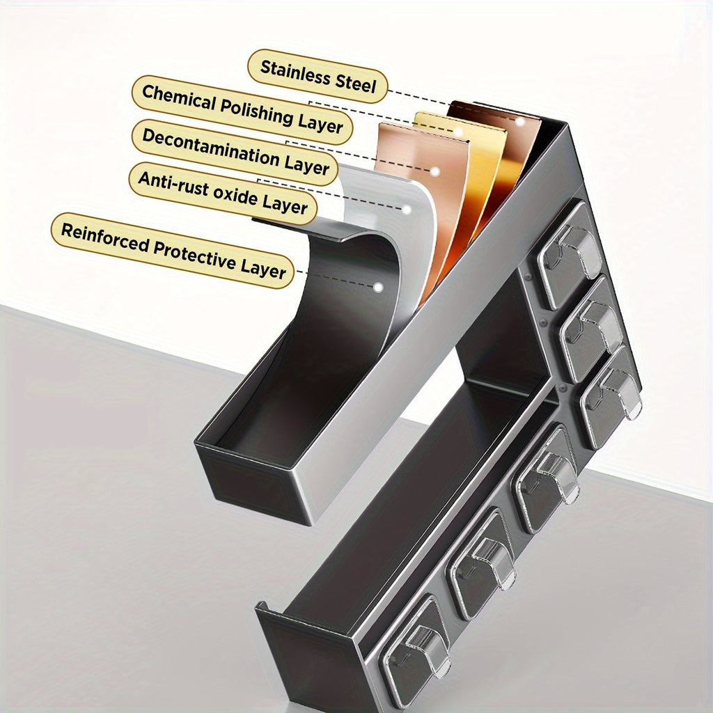 Wall-Mounted Metal Spice Rack with 6 Jars