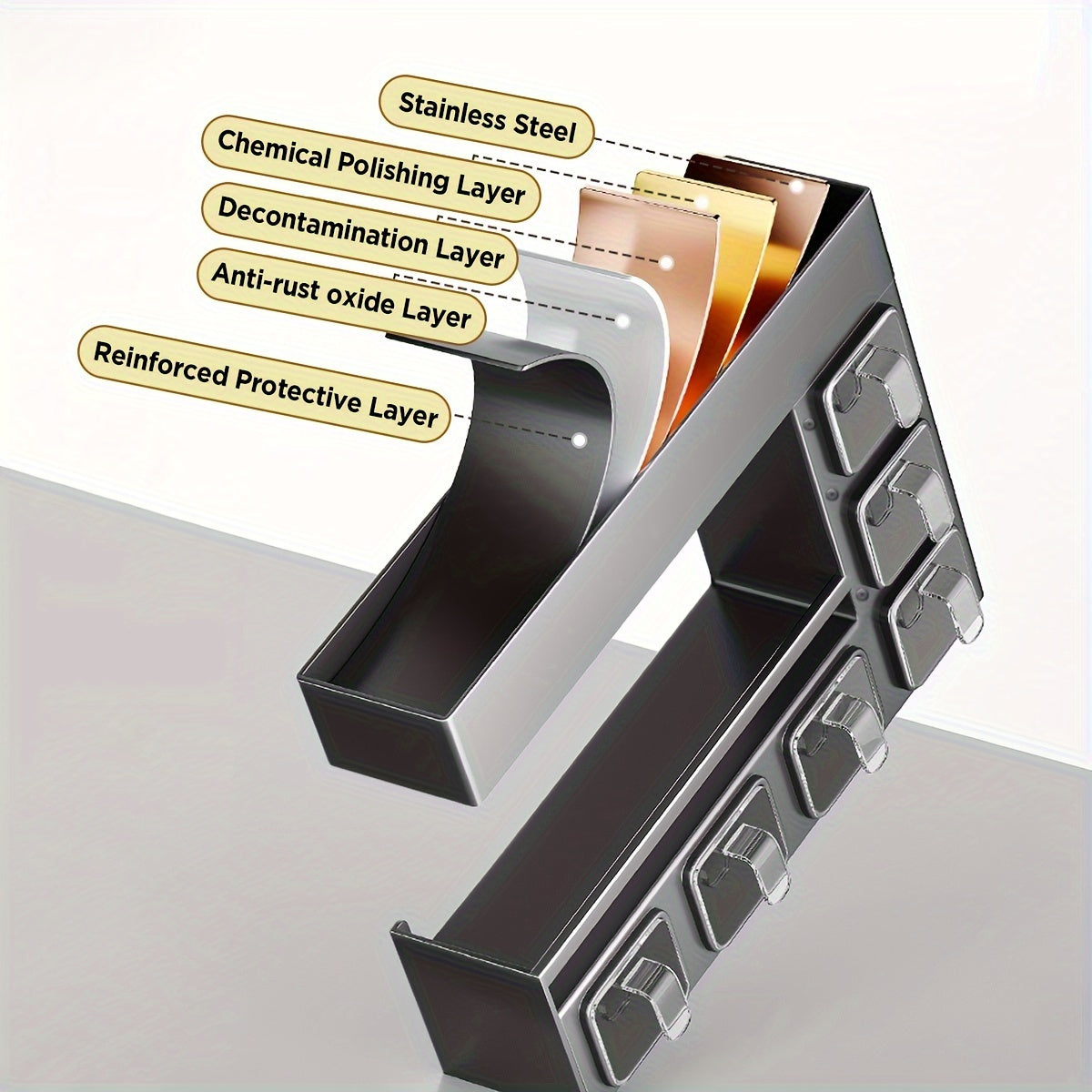 Wall-Mounted Metal Spice Rack with 6 Jars